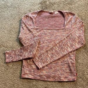 Square neck long sleeve top